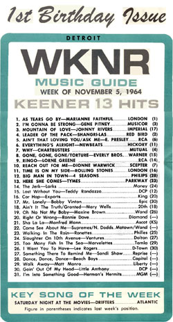 1st Birthday Issue WKNR Music Guide Keener 13 Hits Rock & Roll Posters and Playlists
